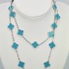 Van Cleef & Arpels Turquoise 20 motif Alhambra Necklace white Gold - model doubled up