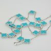 Van Cleef & Arpels Turquoise 20 motif Alhambra Necklace white Gold - entire