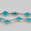 Van Cleef & Arpels Turquoise 20 motif Alhambra Necklace white Gold