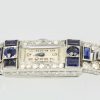 Deco Platinum Sapphire Diamond Bracelet Watch - detail