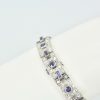 Deco Platinum Sapphire Diamond Bracelet Watch - model close