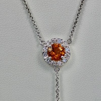 Maderia Mixed Cut Citrine Necklace 20 Plus Carat Diamond Surround - top gem