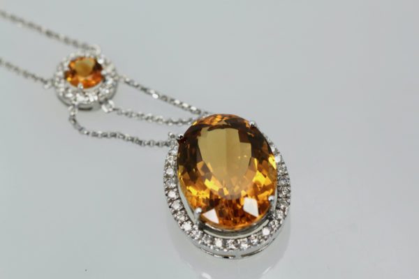 Maderia Mixed Cut Citrine Necklace 20 Plus Carat Diamond Surround