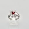 2 Carat Diamond Target Ring Ruby Center - on stand