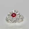 2 Carat Diamond Target Ring Ruby Center - close up