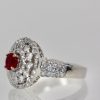 2 Carat Diamond Target Ring Ruby Center - left angle