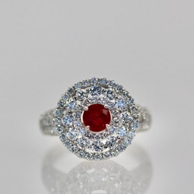 2 Carat Diamond Target Ring Ruby Center