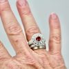 2 Carat Diamond Target Ring Ruby Center - on finger