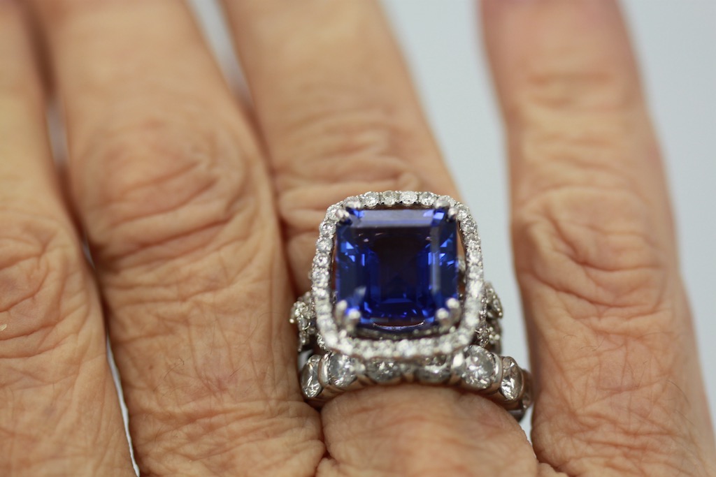 Tanzanite Diamond Ring – on finger