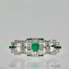 Deco Platinum Emerald Diamond Brooch