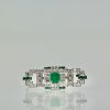 Deco Platinum Emerald Diamond Brooch 2
