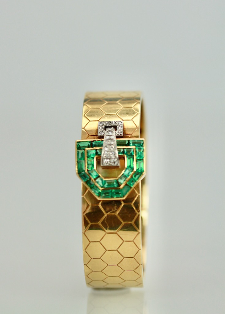 Emerald Diamond  Honeycomb Bracelet – vertical view