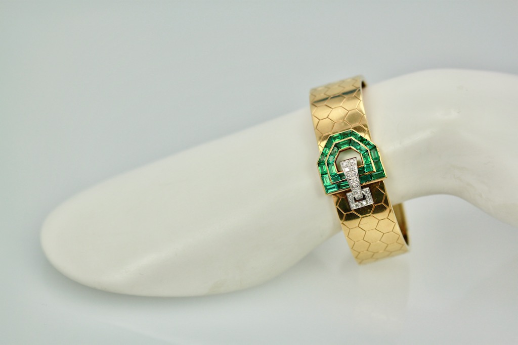 Emerald Diamond  Honeycomb Bracelet – on model