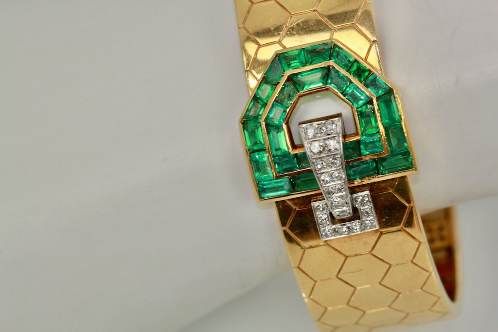 Emerald Diamond  Honeycomb Bracelet – buckle detail