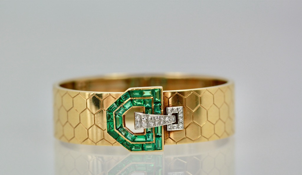 Emerald Diamond  Honeycomb Bracelet