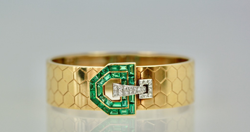Emerald Diamond  Honeycomb Bracelet – close up