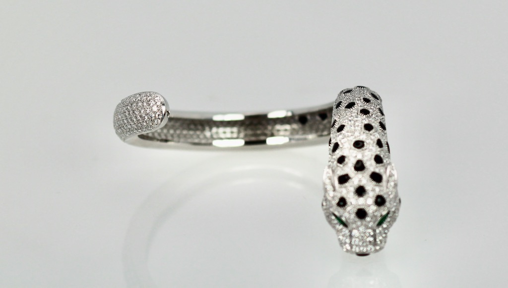 Cartier “Platinum” Diamond Panthere Bracelet – open