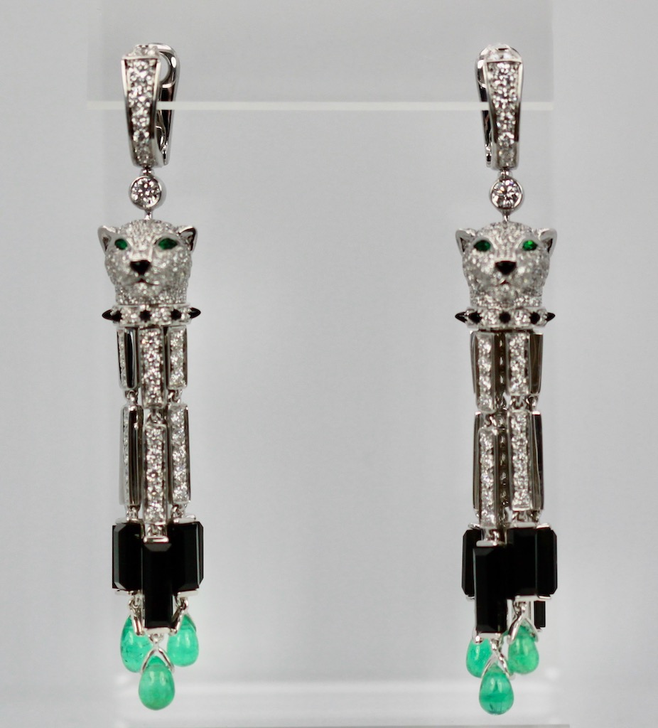 Cartier Diamond Panthere Tassel Earrings – hanging