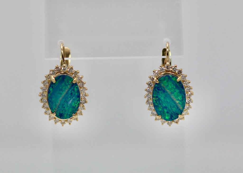 Black Opal Diamond Earrings – on stand 4