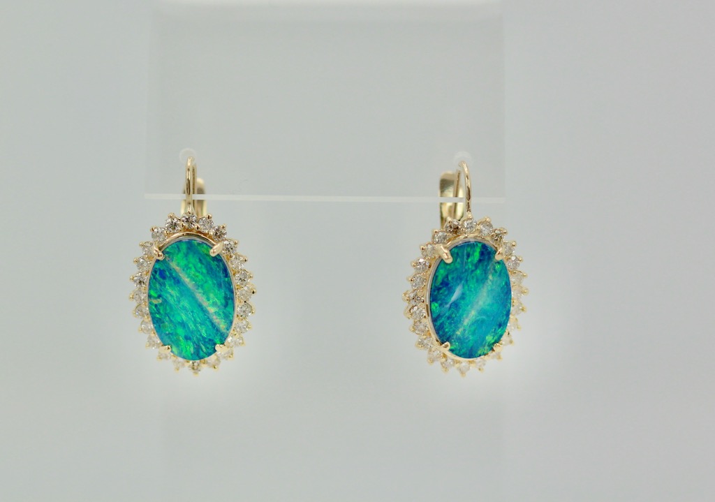 Black Opal Diamond Earrings – on stand 3
