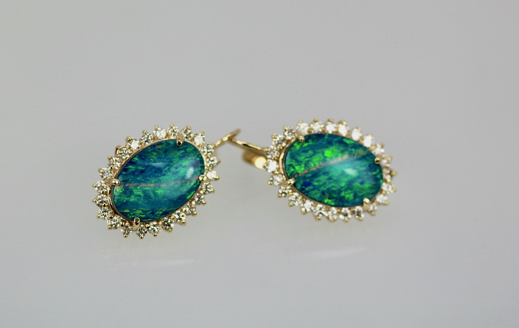 Black Opal Diamond Earrings – set