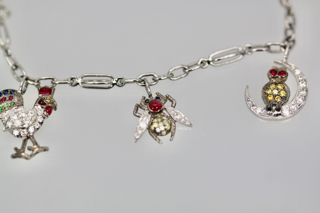 Art Deco 6 Charm Bracelet – different 3 charm view
