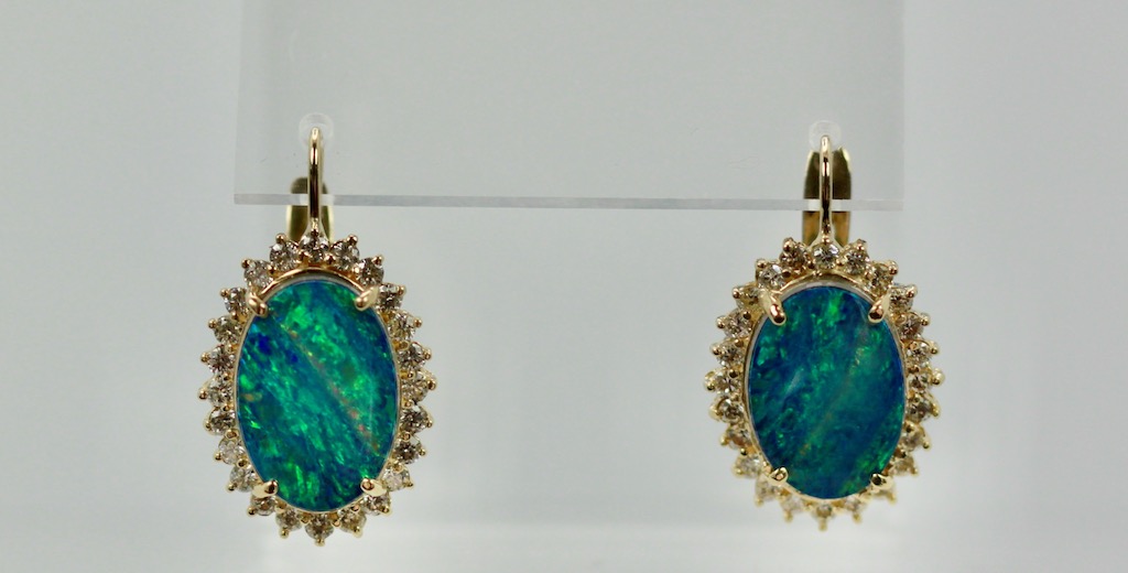Black Opal Diamond Earrings