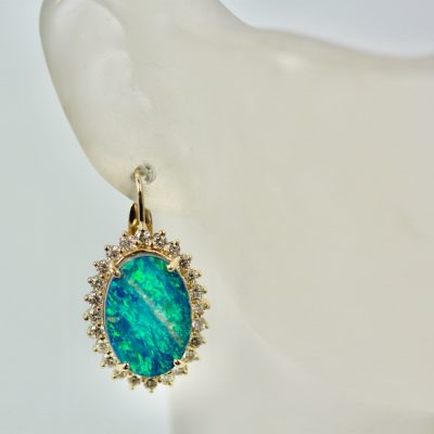 Black Opal Diamond Earrings - detail