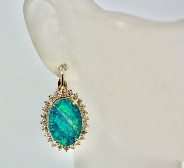 Black Opal Diamond Earrings - detail