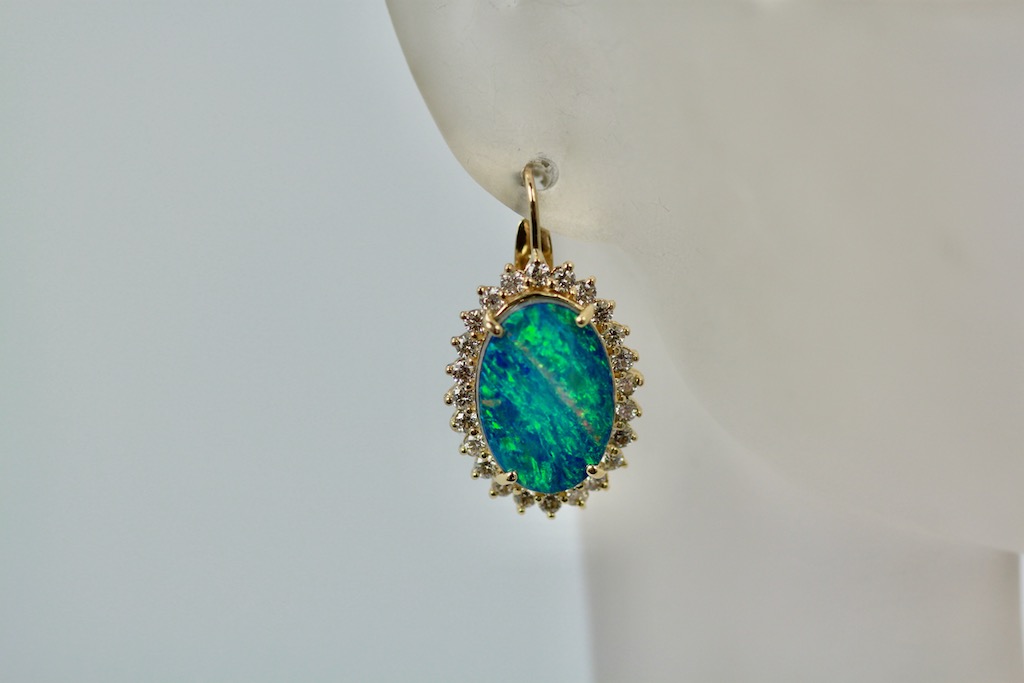Black Opal Diamond Earrings – single model