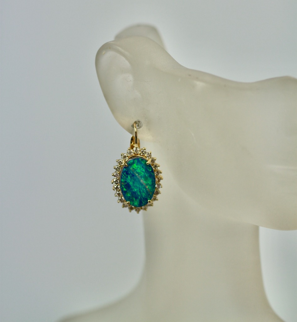Black Opal Diamond Earrings – model