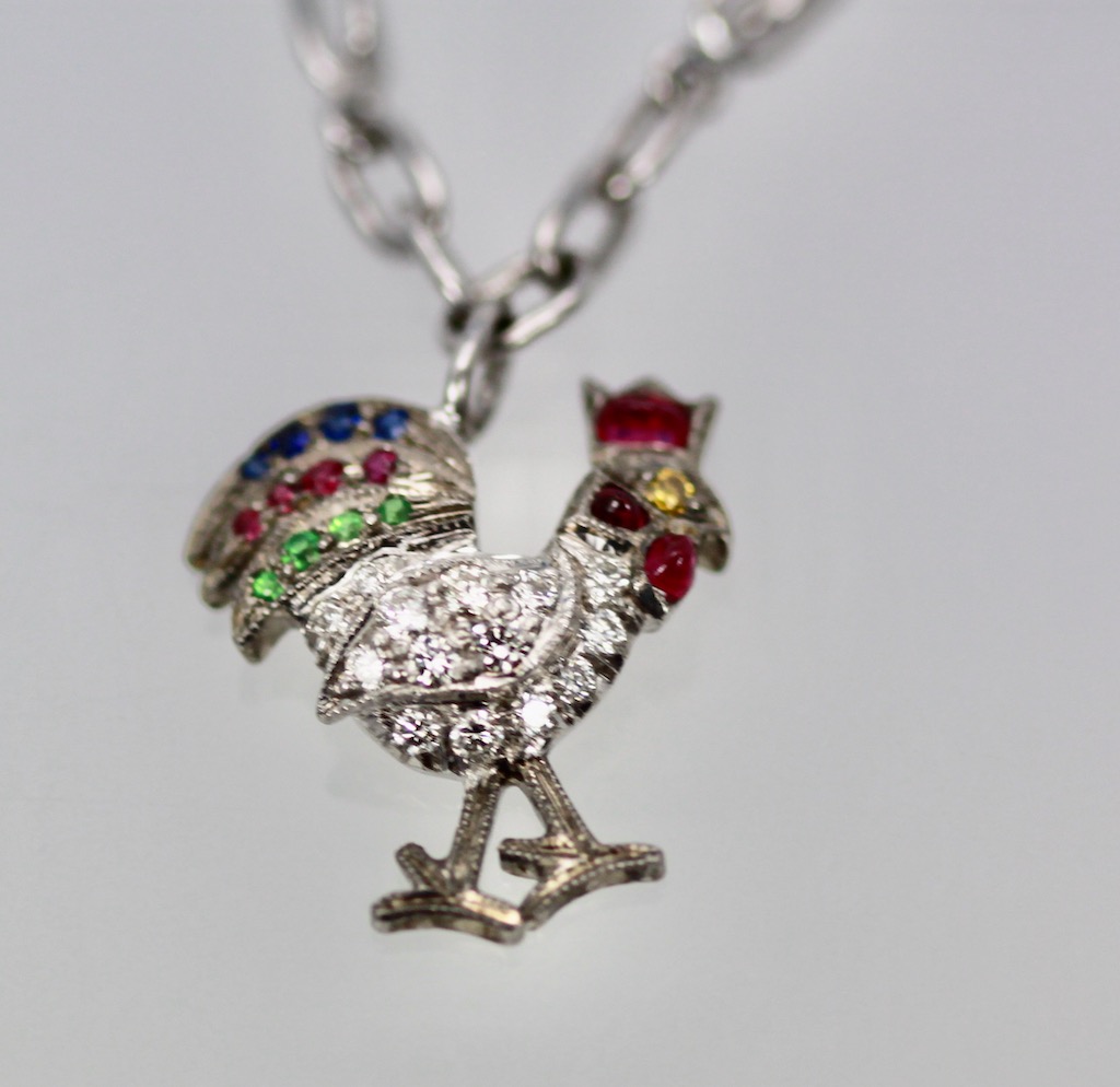 Art Deco 6 Charm Bracelet – rooster charm