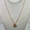 Ruby Diamond Open Heart Pendant on Yellow Gold Chain - entire