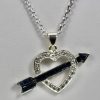 Heart and Arrow Pendant on White Gold Chain - close up 3