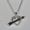 Heart and Arrow Pendant on White Gold Chain - detail