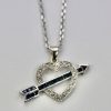 Heart and Arrow Pendant on White Gold Chain - close up