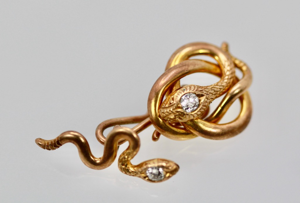 Snake Serpent Cufflinks 14K Yellow Gold – close up 2