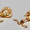Snake Serpent Cufflinks 14K Yellow Gold - set