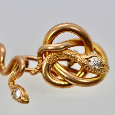 Snake Serpent Cufflinks 14K Yellow Gold - detail