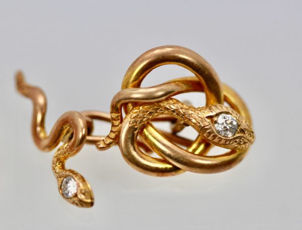 Snake Serpent Cufflinks 14K Yellow Gold - detail