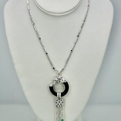 Cartier Diamond Onyx Emerald Necklace 2