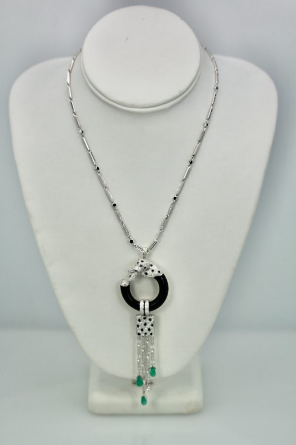 Cartier Diamond Onyx Emerald Necklace 2