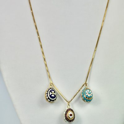 Russian Gold Enamel Egg Necklace - hanging