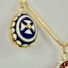 Russian Gold Enamel Egg Necklace - single royal blue egg
