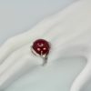 Huge Ruby Cabochon Diamond Surround Ring - on model