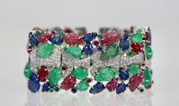 Tutti Frutti Carved Stones Diamond Bracelet - horizontal 3