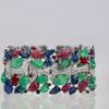 Tutti Frutti Carved Stones Diamond Bracelet - horizontal