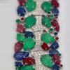 Tutti Frutti Carved Stones Diamond Bracelet - close up