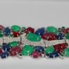 Tutti Frutti Carved Stones Diamond Bracelet - flat