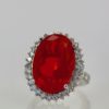 Large Fire Opal ring with Diamond surround - close up